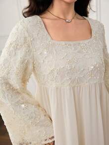 Yasmyna Women's 3D Floral Applique Arabian Dress - Apricot - View 6