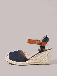 Styleloop Women's Wedge & Platform Shoes, Bohemian, Beach Vacation, Western Wind, Summer Wear, Travel Essentials - dark blue - View 3