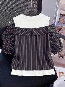 Elladie kids Tween Girls 2 In 1 Contrast Color Shirt - Black - View 2