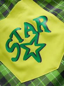 PAVTROS Men's Plaid Letter Print Casual Versatile Daily Travel Shorts - Green - View 6