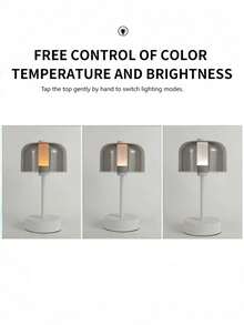 1 Piece Usb Rechargeable Office Decorative Lamp, Acrylic Lampshade, Eye-Friendly Led Lighting With Touch Control And Three Adjustable,  Dining Table, Bar, Bedside Table, Camping, Office, Dorm Room, Kitchen, Living Room, - tricolor - View 9