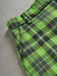 PAVTROS Men's Plaid Letter Print Casual Versatile Daily Travel Shorts - Green - View 8