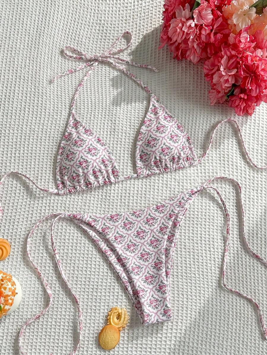 Swim Mod Vacation Beach Two-Piece Swimsuit Random Print - Multicolor - View 1