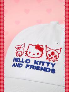 HELLO KITTY AND FRIENDS | SHEIN 1頂棒球帽，適用於棒球、籃球及其他運動，秋季百搭，運動風，1990年代復古風，亮色，平簷帽，可調節休閒老爹帽，中性運動遮陽帽，防曬休閒帽，適合旅行、派對、海灘及其他場合 - 白色 - 查看 2