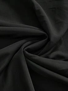 ROMWE Goth 春季深色月光森林印花腰帶設計收腰不對稱下擺大尺碼洋裝 - 黑色 - 查看 4