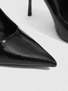CUCCOO SZL Sepatu hak tinggi minimalis ujung runcing warna polos untuk wanita, sepatu kasual untuk sehari-hari, cocok untuk musim semi, liburan musim semi, Paskah, Natal, dan Hari Valentine. - Daun bambu hijau hitam - View 3