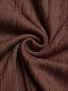 GlowEve Women's Solid Color Button Casual Versatile Daily Outing Bodysuit - Brown - View 5