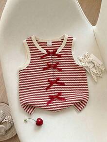 [Random 5Sets, Send 1 Set]Chance Of Getting 1 Set!! Young Girl Round Neck T-Shirt With Bow Decal - White - View 3