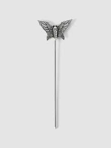 MortiRose 1 Pasador de pelo personalizado estilo gótico con mariposa y calavera para uso diario y fiestas para mujer - Plata antigua - Ver 2