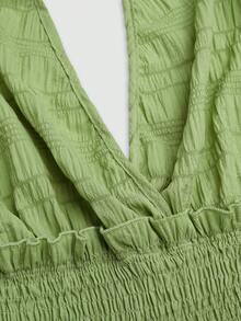 Sweetra Robe de vacances décontractée pour femmes grandes tailles, couleur unie, dos nu, col licou - Vert menthe - Voir 4