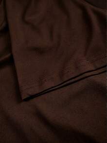 Franclia Kaos Ukuran Besar Leher V Lengan Pendek dengan Pinggang yang Dikencangkan - Coklat - View 4