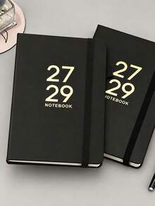 2027-2029 English Calendar Notebook, Time Management Planner, Bound Notepad With Straps - K-Black - View 6