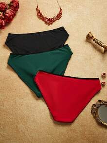 PinupPomp 3pcs Lace Patchwork Seamless Cotton Crotch Ladies' Briefs - Multicolor - View 2