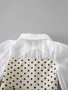 SHEIN 少女針織圓點拼接編織襯衫領休閒洋裝 - 彩色 - 查看 7