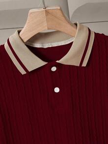 SHEIN 2件組青少年男孩紳士短袖POLO衫+長褲套裝，優雅正式服裝，適用於生日派對、晚會、表演、婚禮、滿月、洗禮、1歲生日、生日、婚禮、畢業典禮、婚禮賓客、花童、戒童 - 酒紅色 - 查看 8