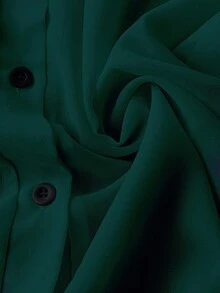 Franclia 翻領基本款透明素色極簡襯衫 - 墨綠色 - 查看 6
