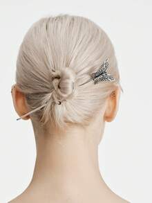 MortiRose 1 Pasador de pelo personalizado estilo gótico con mariposa y calavera para uso diario y fiestas para mujer - Plata antigua - Ver 3