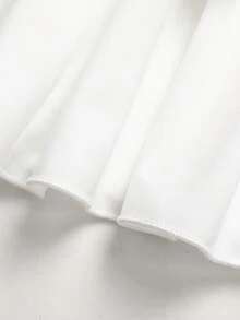 SHEIN Girlism 青少年女孩休閒運動學院風開學季黑色內建內搭褲雙層荷葉邊蛋糕迷你裙，春夏涼爽基本百搭日常運動時尚校服 - 黑與白 - 查看 7
