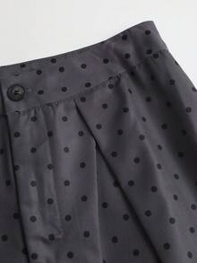 Sweetra Damen Sweetro eleganter Pendler-Blazer mit Polka-Dot-Muster und lockeren Hosen - Grau - Übersicht 4