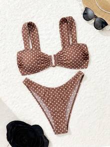Bonvoyette Summer Hot-Selling Polka Dot Pattern Design Fashionable Beach Girl Two-Piece Bikini - Multicolor - View 5