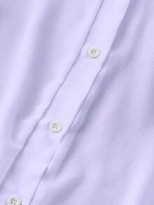 Franclia Camisa básica de cuello abatido, transparente, de unicolor y estilo minimalista - Púrpura malva - Ver 6