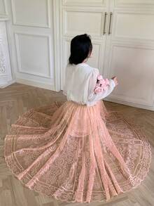 Modelyn 純色優雅復古編織傘裙 - 淺粉色 - 查看 2
