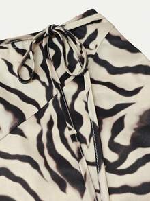 Rovax Falda de mujer con estampado integral, abertura alta y dobladillo asimétrico - Multicolor - Ver 3