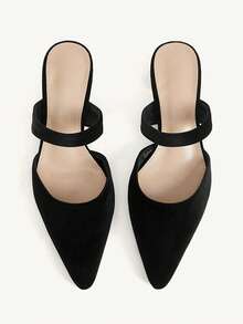 CUCCOO CHICEST Mules  noir à bout pointu, mules à talon épais à un mot, talons hauts fins pour le travail, les déplacements et les sorties - Sunshine polaire noir - Voir 8