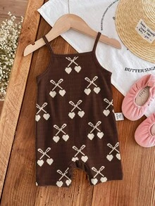 Romper Camisole Kasual Bayi Perempuan Motif Cherry Palet Warna Maillard Vintage, Cocok untuk Musim Semi dan Musim Panas - MultiWarna - View 14