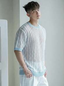 DAZY Top de punto de verano con bloques de color para hombre, vacaciones - Multicolor - Ver 5
