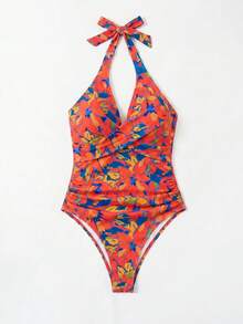 Vaclyn Traje de baño de una pieza para mujer con estampado floral aleatorio - Multicolor - Ver 4