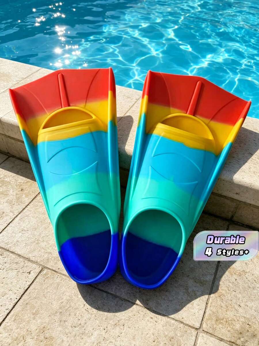 1 Piece Teen Swimming Fins, Comfortable Silicone Fins Suitable For Swimming And Diving. Sized For Beginner Adults, Runs Small, Please Order One Size Larger - Multicolor - View 1