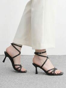 CUCCOO BIZCHIC Square Toe Black French Sexy Strap Women's Sandals Dating Commuter Versatile Summer - Black - View 6