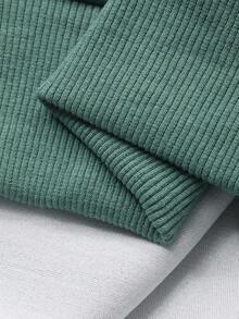 DAZY Autumn/Winter Thickened Letter Print Military Green Crew Neck Men's Pullover Sweatshirt - Green - View 4