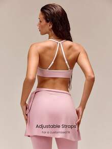 GLOWMODE FeatherFit™ All-Star Glow Soft Lightweight Anti-Slip Color-Contasting Neckline Demi Sports Bra Yoga Pilates Studio Daily Active Wear - Baby Pink - View 2