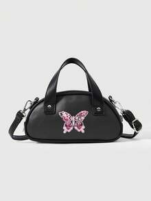 ROMWE Grunge Punk Women's Cartoon Pattern Fashion Commuter Handbag - Black - View 1