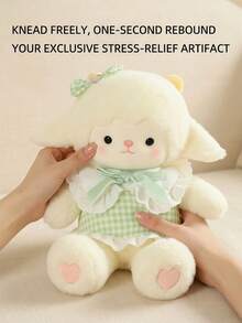 POKOJA LAND 1pc Plush Doll Fluffy Sheep Gingham Bow, Endearing Aesthetic Heart Paws, Squeeze Feedback Pressure Relief Carryable Charm, Multi-Occasion Gift For Women Girls - Multicolor - View 8