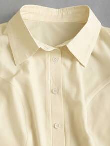 GlowEve CURVE Plus Size Women's Summer Fashion Elegant Commuter Short Sleeve Blouse - Apricot - View 3