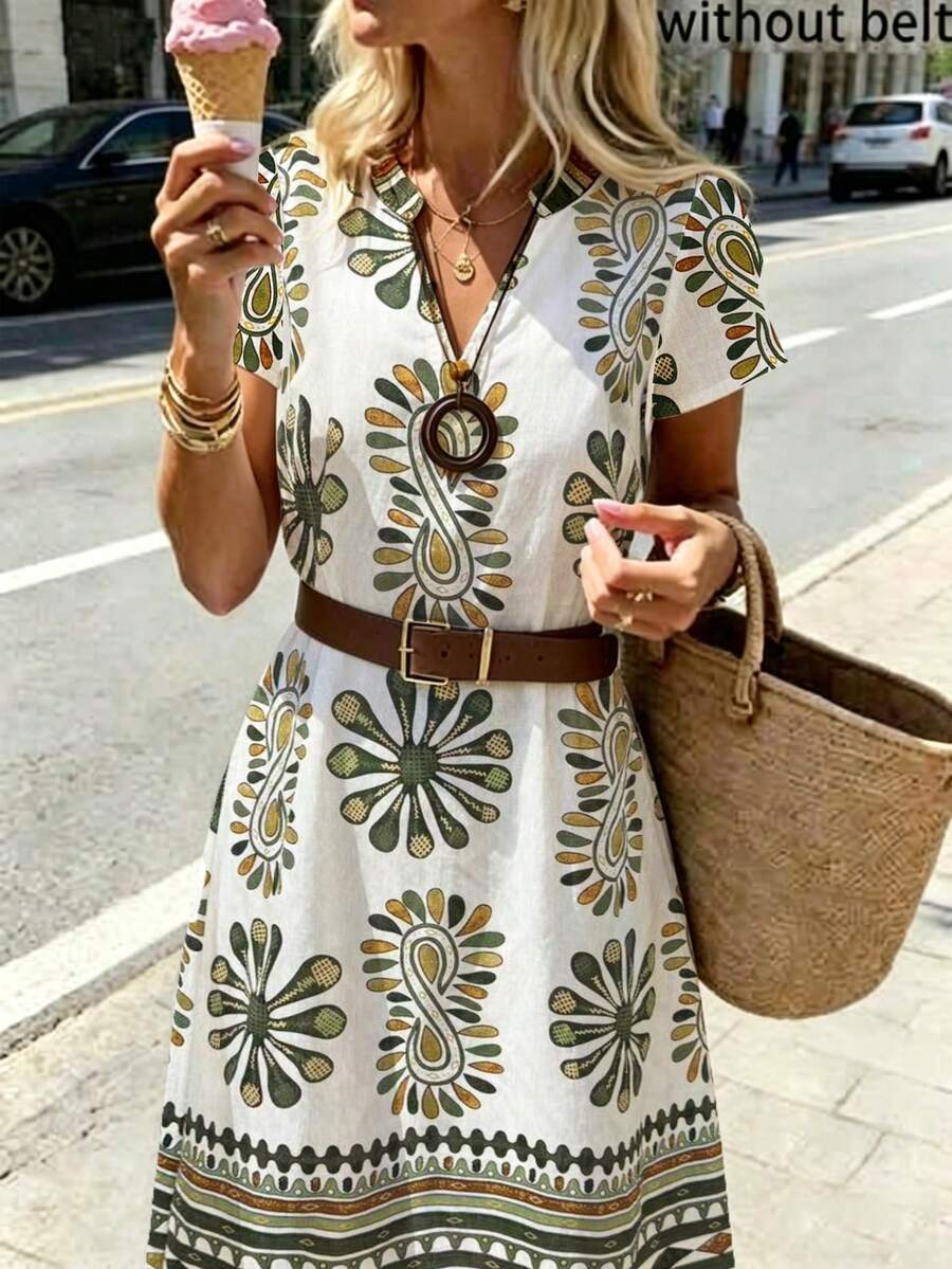 SHEIN Holidaya Women's White Floral Summer Boho Holiday Vacation A-Line Dress,Bohemian Casual Beach Outfits,Wedding Guest Graduation Party Dresses,Ruffle Polka Dot - Multicolor - View 1