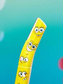 SpongeBob SquarePants | SHEIN 3入組卡通印花眉毛修剪套組，3入組女性與初學者適用安全眉毛刮刀，臉部除毛與去角質工具，適用於修眉、皮膚刮除與旅行 - 彩色 - 查看 4