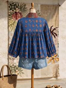 Rusticease Camisa casual de vacaciones con estampado floral talla grande - Multicolor - Ver 2