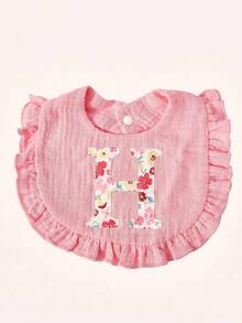Cozy Pixies 1 Piece [A-Z] 26 Letter Embroidered Baby Bib 26 Ruffle Edge Saliva Towel, Newborn Spit Milk Bib Multi-Color Optional Baby Meal Bag - Multicolor - View 8