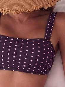 Swim Mod Summer Women's Swimwear Multicolor Random Print Shoulder Strap Top And High Waist Swim Bottoms Beach Vacation 2 Pieces Bikini Set - Multicolor - View 3