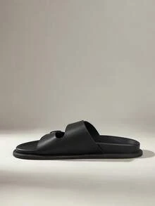 Solecia Men's Fashion Black Comfortable Flat Beach Sandals Men's - Black - View 3