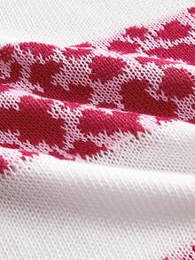 ROMWE MEN Men's Leopard Print Patchwork Striped Knit Top - Hot Pink - View 4