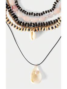 Noxbound Ladies Fashion Double Pendant Necklace, Premium/Elegant/Noble/Everyday/Minimalist, Pearl/Crystal, Perfect For Mom/Lady/Girl/Mother, Summer/Beach/Prom/Party/Vacation/Vacation, Engagement/Wedding/Commitment, Bride, Heart/Floral, Fairy/Mermaid Style - Multicolor - View 2