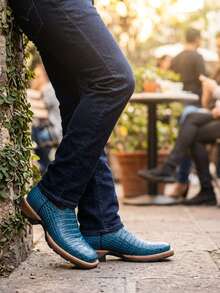 Men's Leather Boots - Blue - View 2