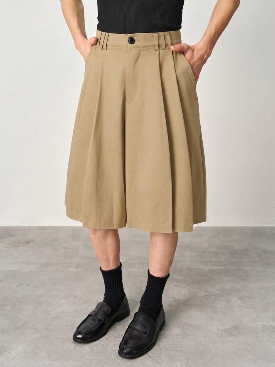 STYNVO Shorts décontractés polyvalents pour hommes, couleur unie, plissés, avec poches, pour usage quotidien et voyage - Kaki - Voir 1