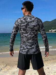 DAZY 夏季迷彩印花長袖T恤與短褲海灘套裝 度假風 - 彩色 - 查看 2