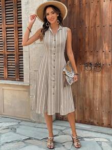 Faunlyn Women's Summer Geometric Pattern Print Round Neck Short-Sleeve Dress - Multicolor - View 2